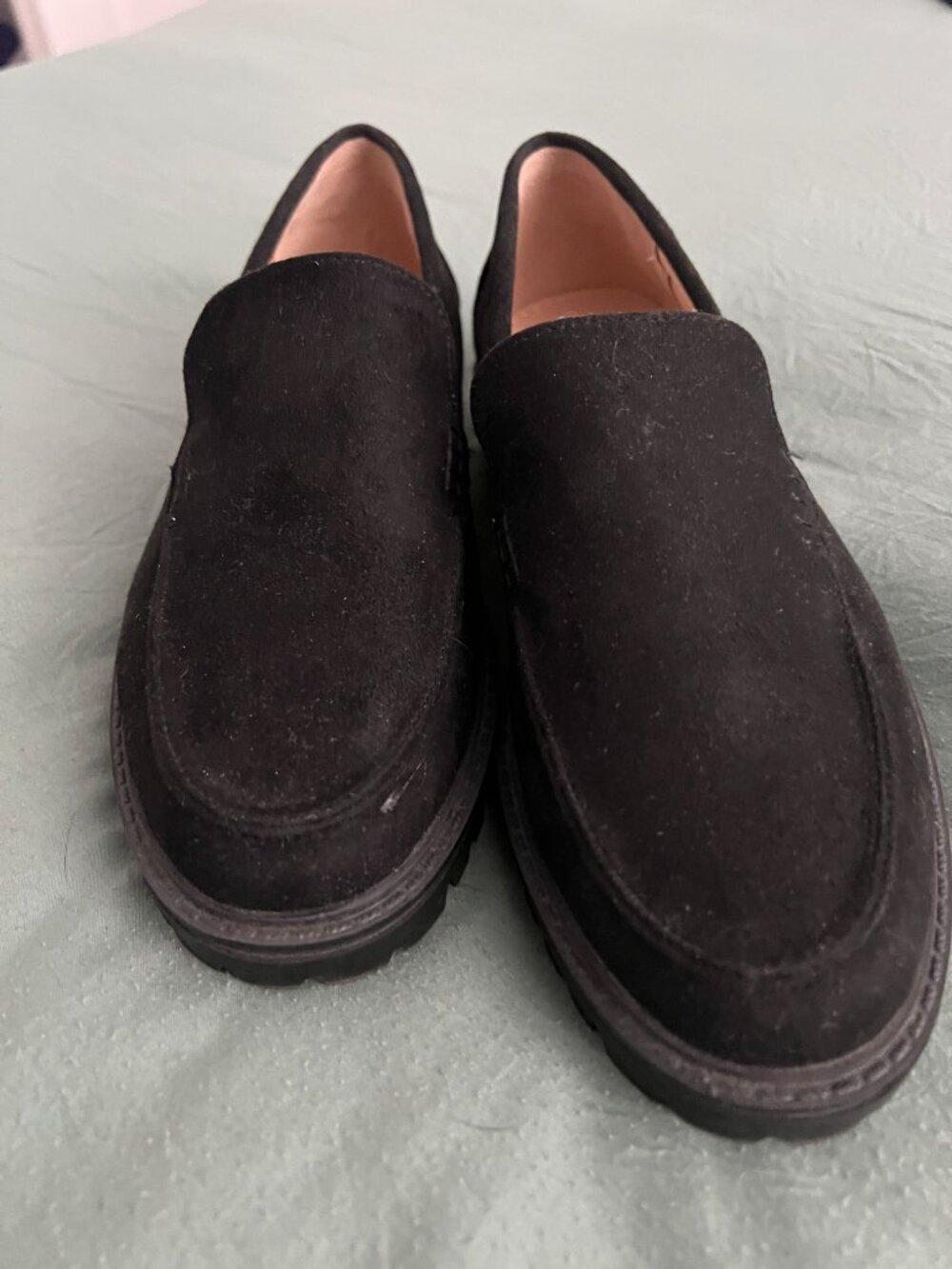 Journee Collection Black Faux Suede Lug Sole Loafers Womens Size 7.5 Slip On - Picture 3 of 10